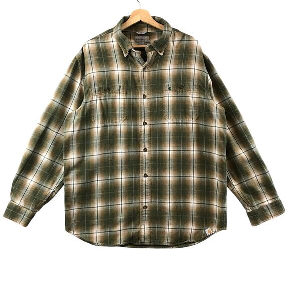 Carhartt Shirt Size XL Button Down Mens Flannel Shirt Plaid Work Wear - Picture 1 of 8